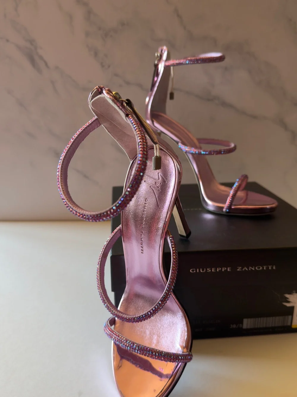 Giuseppe Zanotti Harmony Pink Crystal Heels 38.5 NEW